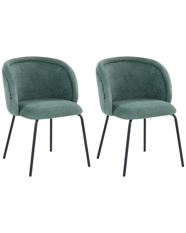 Set of 2 Dining Chairs Fabric Light Green Myxi