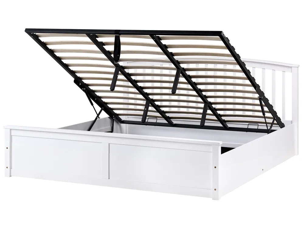 Ottoman Bed Pine Wood 180 x 200 cm (EU Super King) White Lara