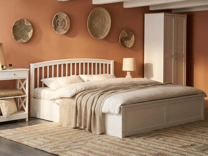 Ottoman Bed Pine Wood 180 x 200 cm (EU Super King) White Lara