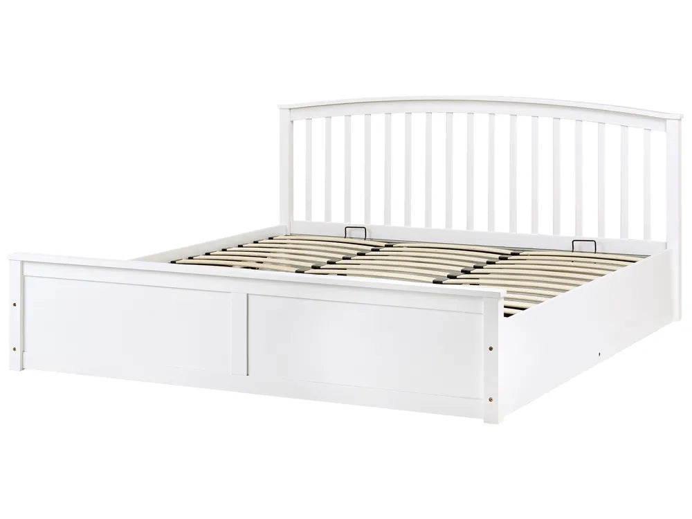Ottoman Bed Pine Wood 180 x 200 cm (EU Super King) White Lara