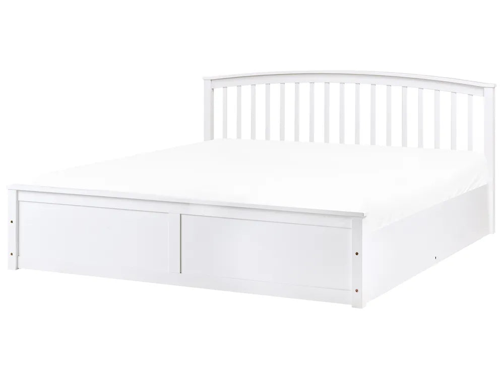 Ottoman Bed Pine Wood 180 x 200 cm (EU Super King) White Lara
