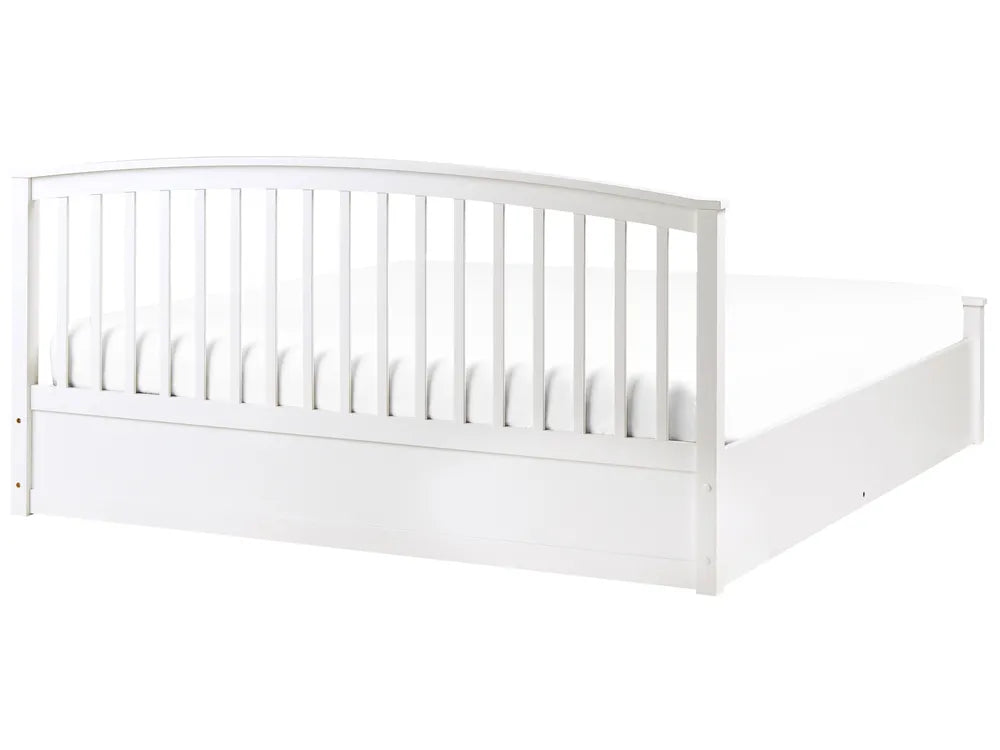 Ottoman Bed Pine Wood 180 x 200 cm (EU Super King) White Lara
