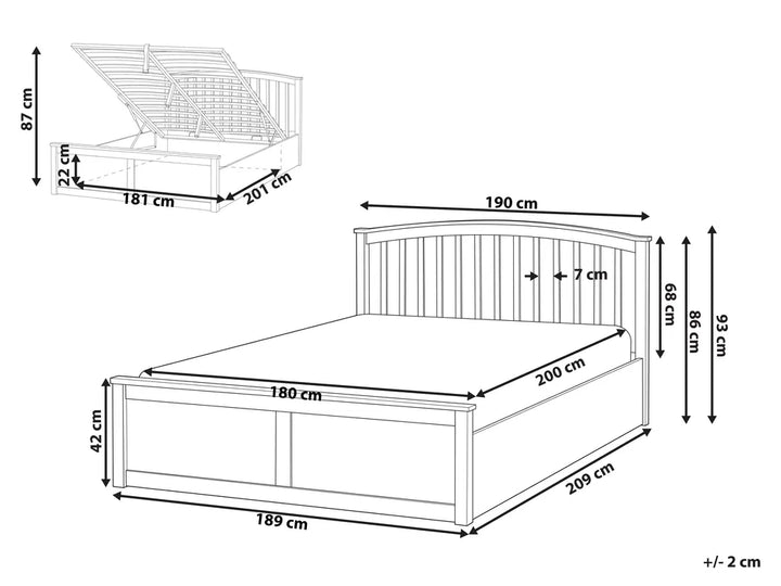 Ottoman Bed Pine Wood 180 x 200 cm (EU Super King) White Lara
