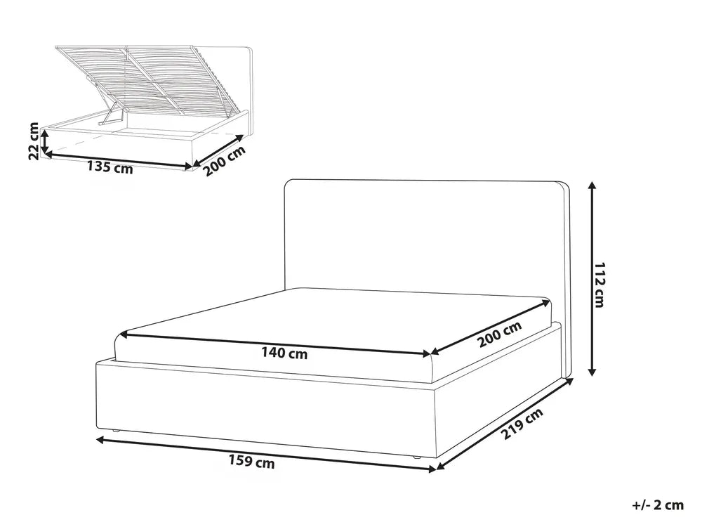 Ottoman Bed Boucle 140 x 200 cm (EU Double) Off-White Luke