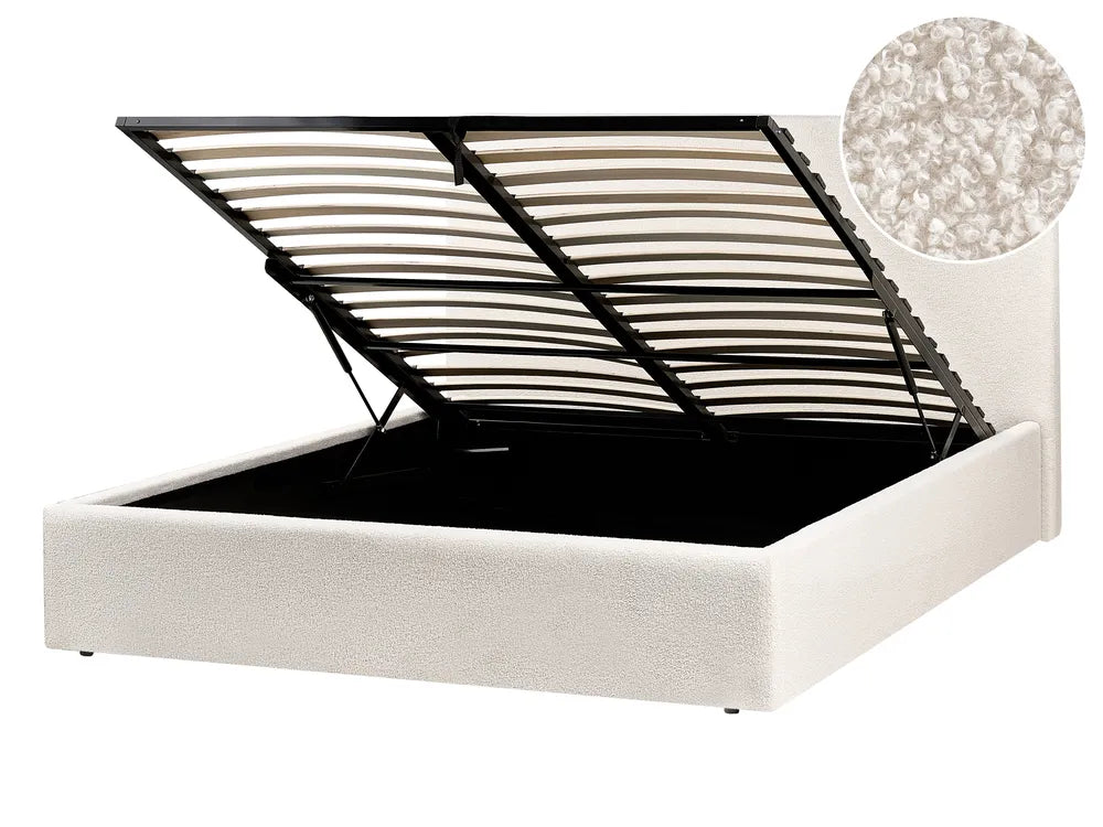 Ottoman Bed Boucle 140 x 200 cm (EU Double) Off-White Luke