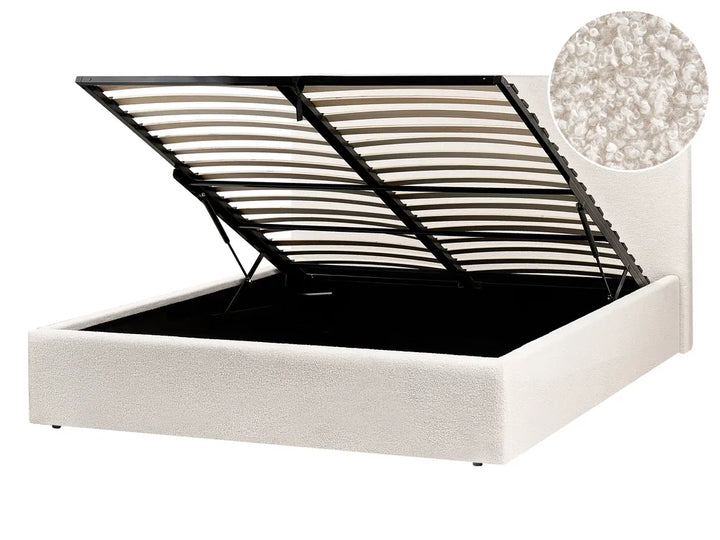 Ottoman Bed Boucle 140 x 200 cm (EU Double) Off-White Luke