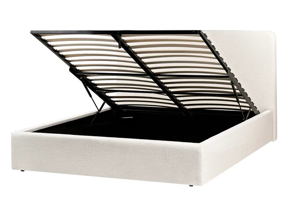 Ottoman Bed Boucle 140 x 200 cm (EU Double) Off-White Luke