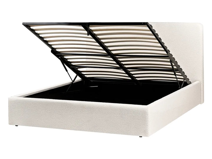 Ottoman Bed Boucle 140 x 200 cm (EU Double) Off-White Luke