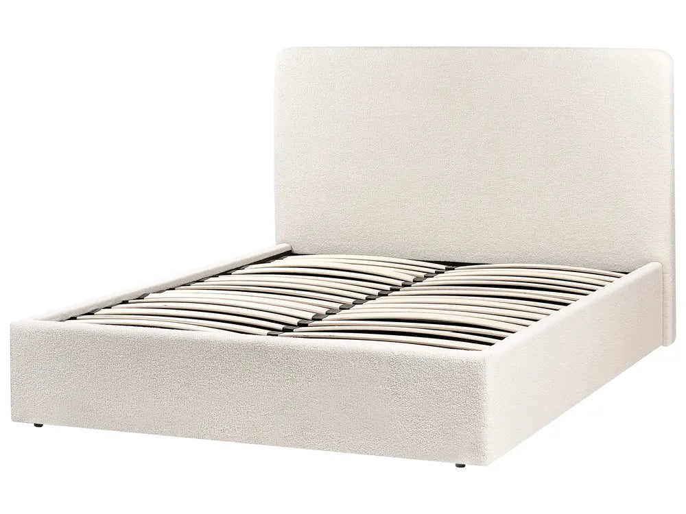 Ottoman Bed Boucle 140 x 200 cm (EU Double) Off-White Luke