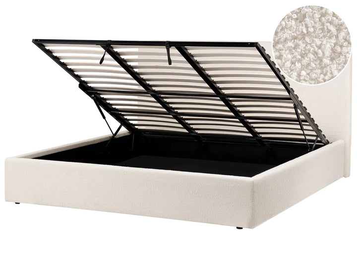 Ottoman Bed Boucle 180 x 200 cm (EU Super King) Off-White Luke