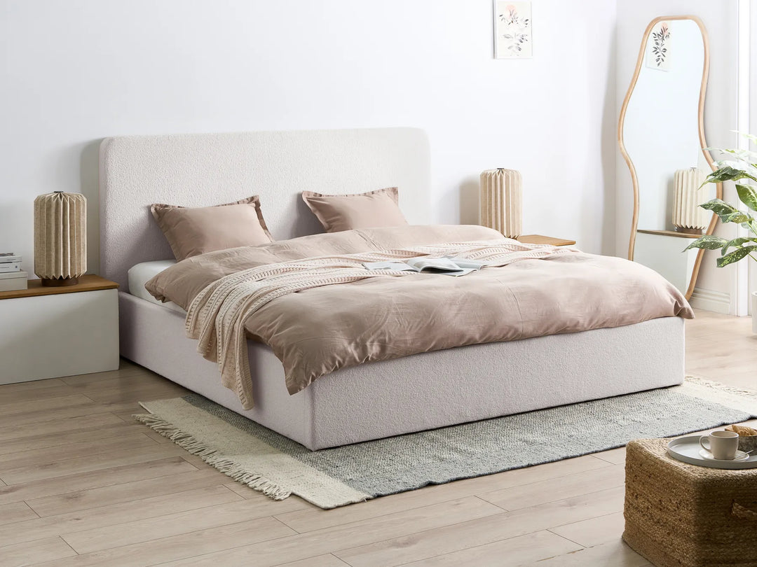 Ottoman Bed Boucle 180 x 200 cm (EU Super King) Off-White Luke