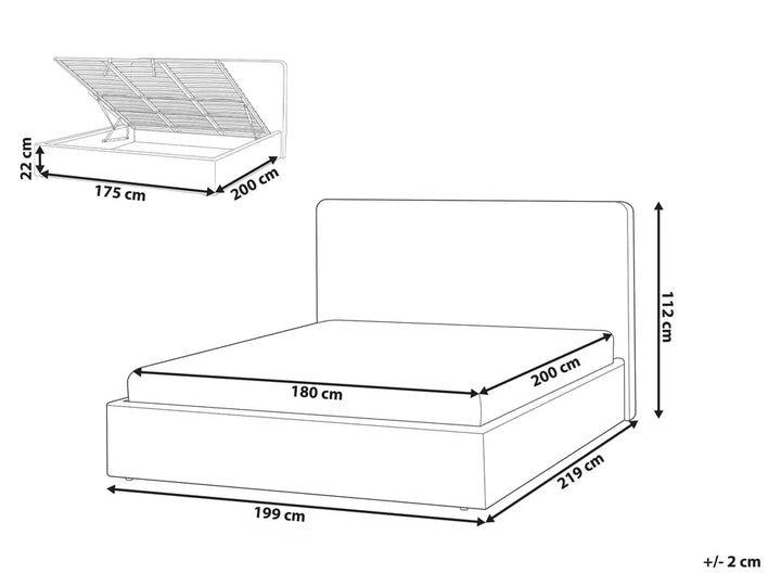 Ottoman Bed Boucle 180 x 200 cm (EU Super King) Off-White Luke