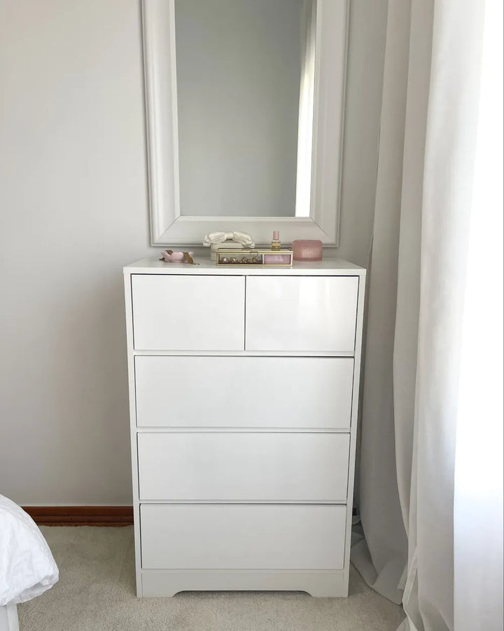 5 Drawer Chest White Taylor