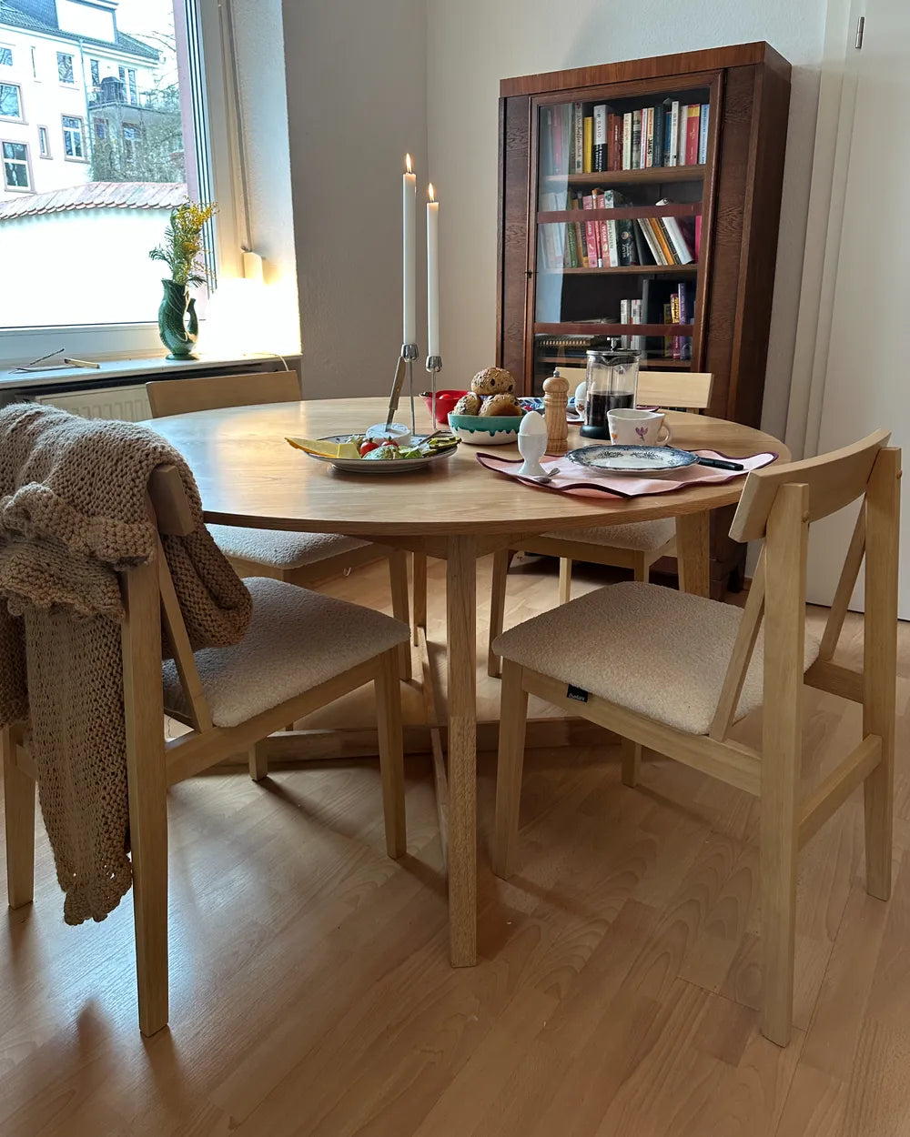 Set of 2 Dining Chairs Wood Light Brown/ Beige Amelia