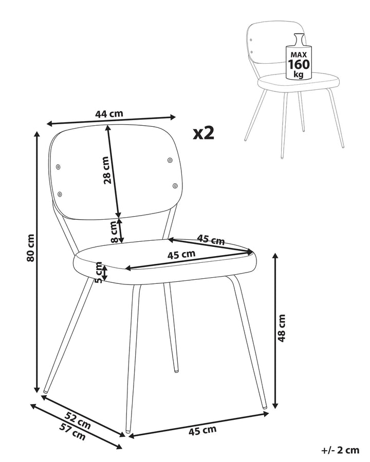 Set of 2 Dining Chairs Off-White Zeph