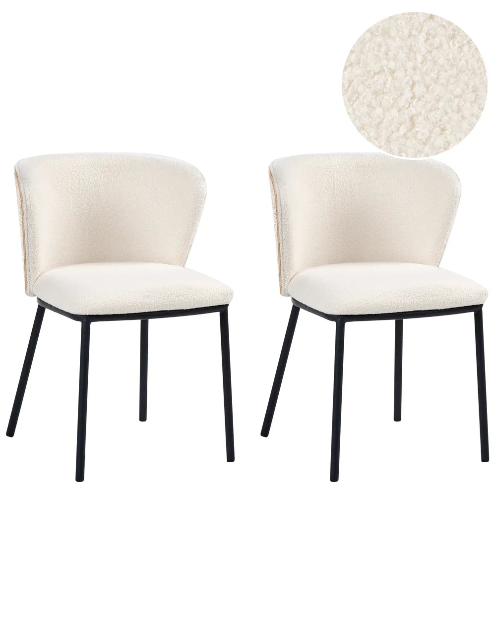 Set of 2 Dining Chairs Boucle Off-White Chicago