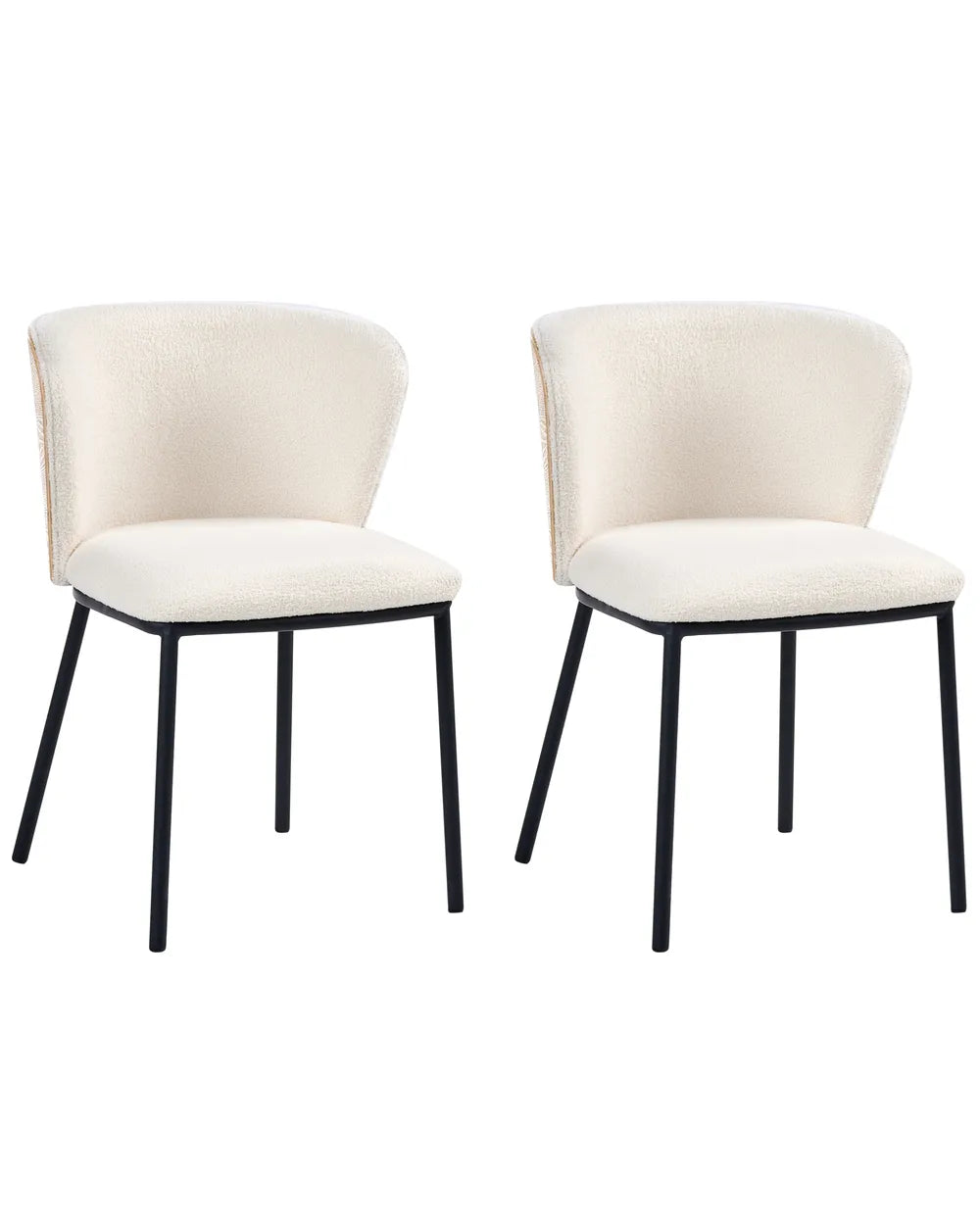 Set of 2 Dining Chairs Boucle Off-White Chicago