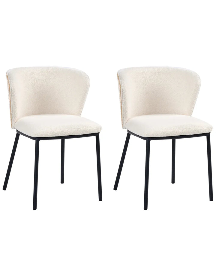 Set of 2 Dining Chairs Boucle Off-White Chicago