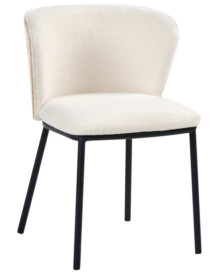 Set of 2 Dining Chairs Boucle Off-White Chicago