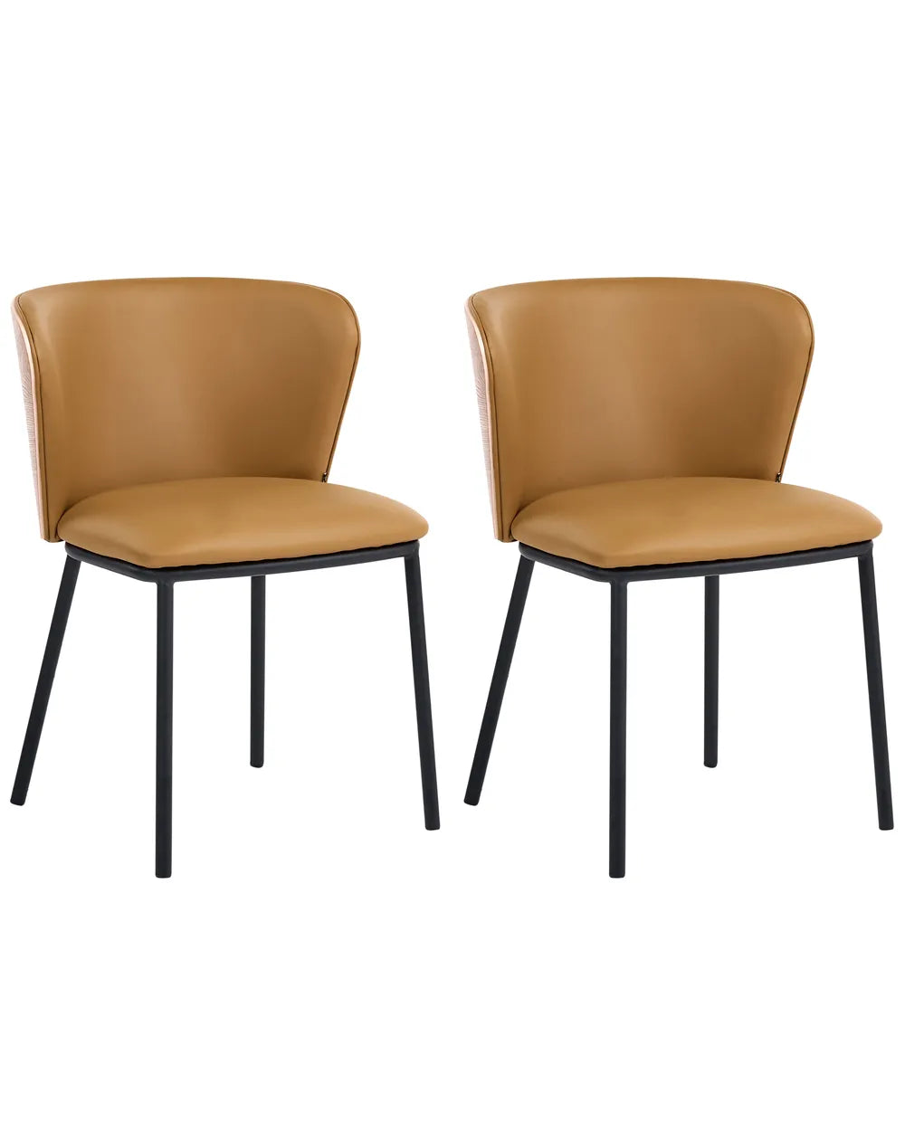 Set of 2 Dining Chairs Faux Leather Brown Chicago