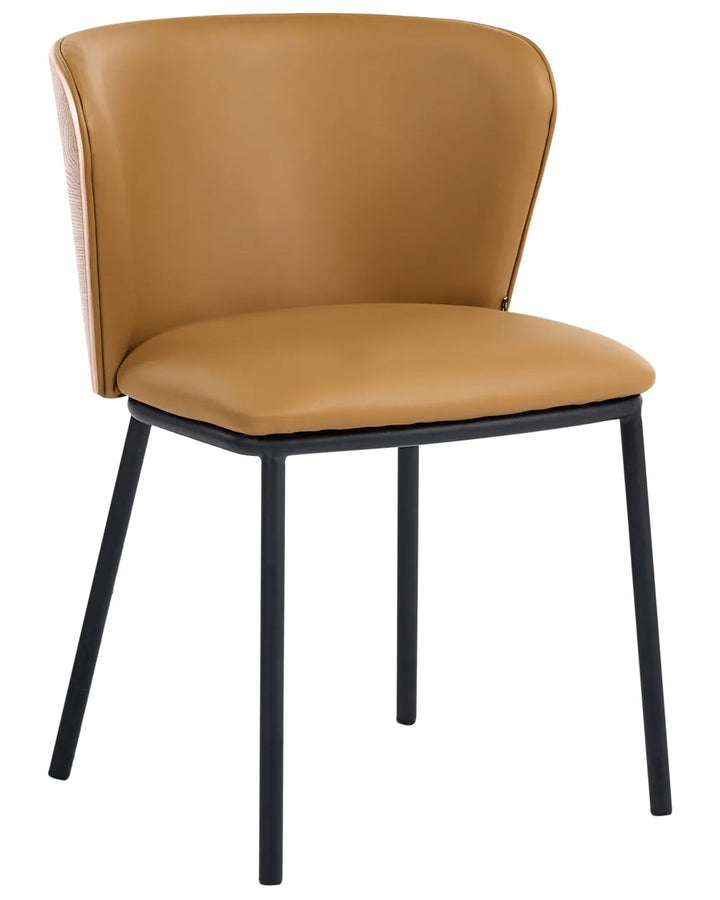 Set of 2 Dining Chairs Faux Leather Brown Chicago