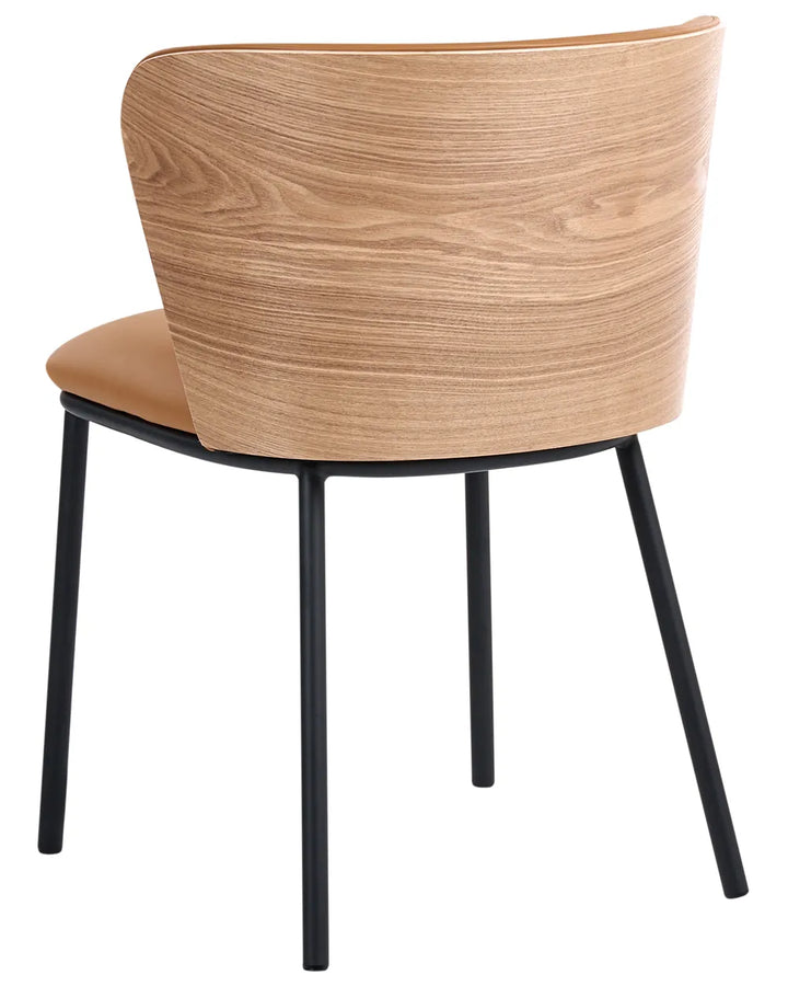 Set of 2 Dining Chairs Faux Leather Brown Chicago