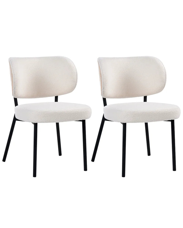 Set of 2 Dining Chairs Boucle Off-White Jesse