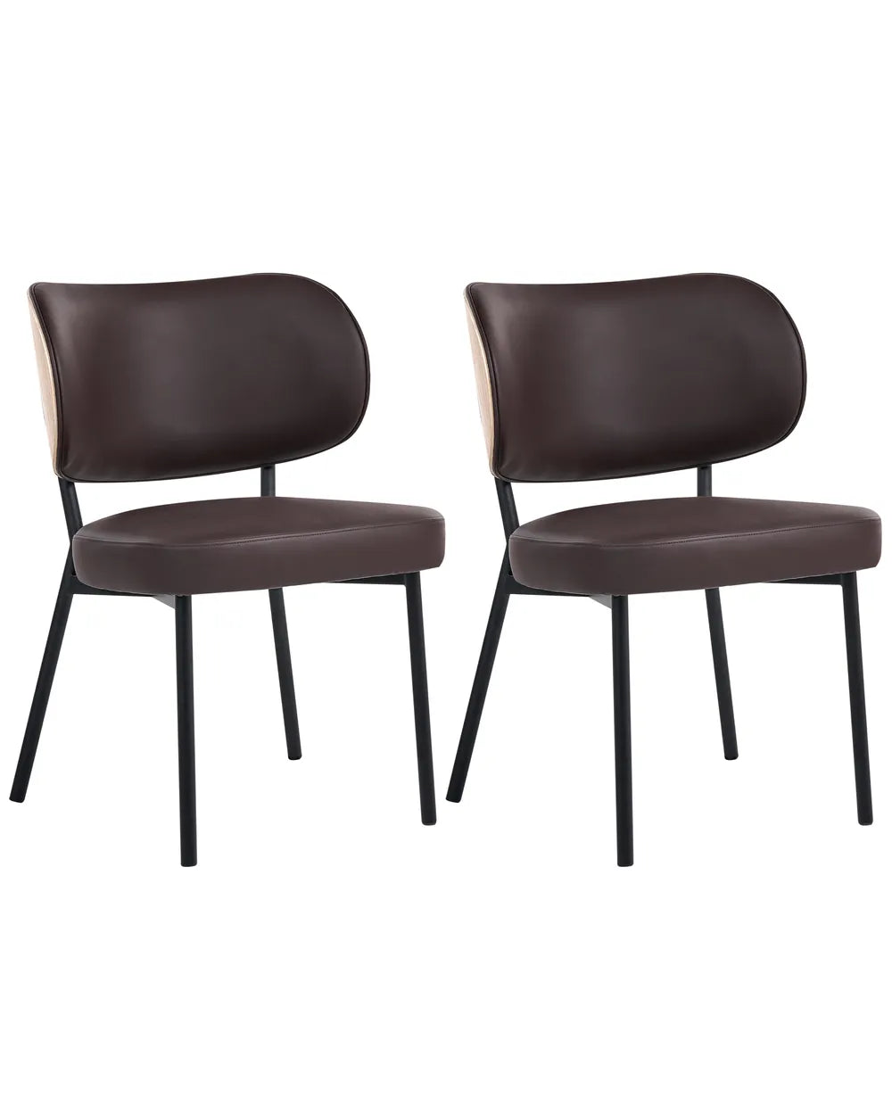 Set of 2 Dining Chairs Faux Leather Dark Brown Jesse
