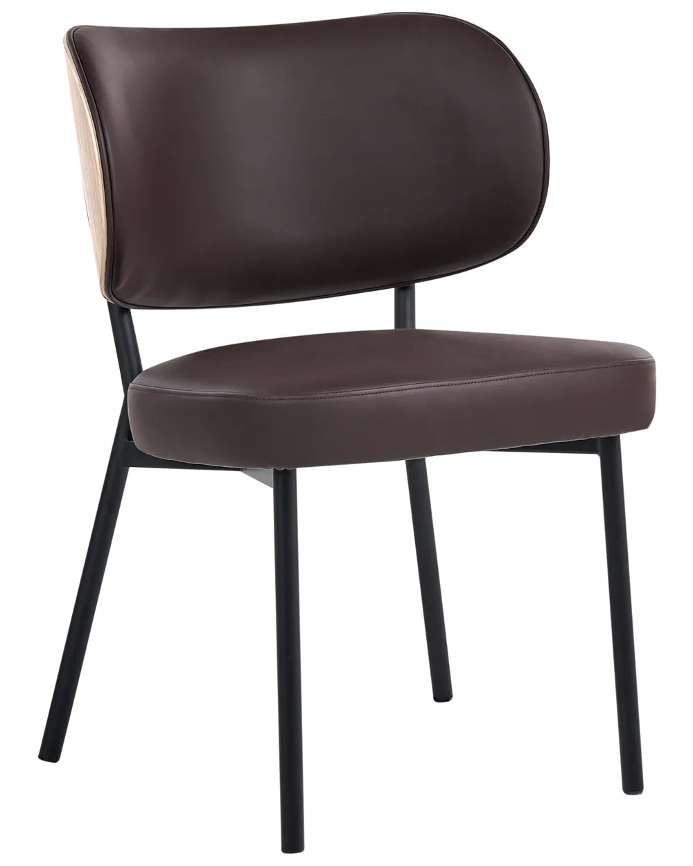 Set of 2 Dining Chairs Faux Leather Dark Brown Jesse