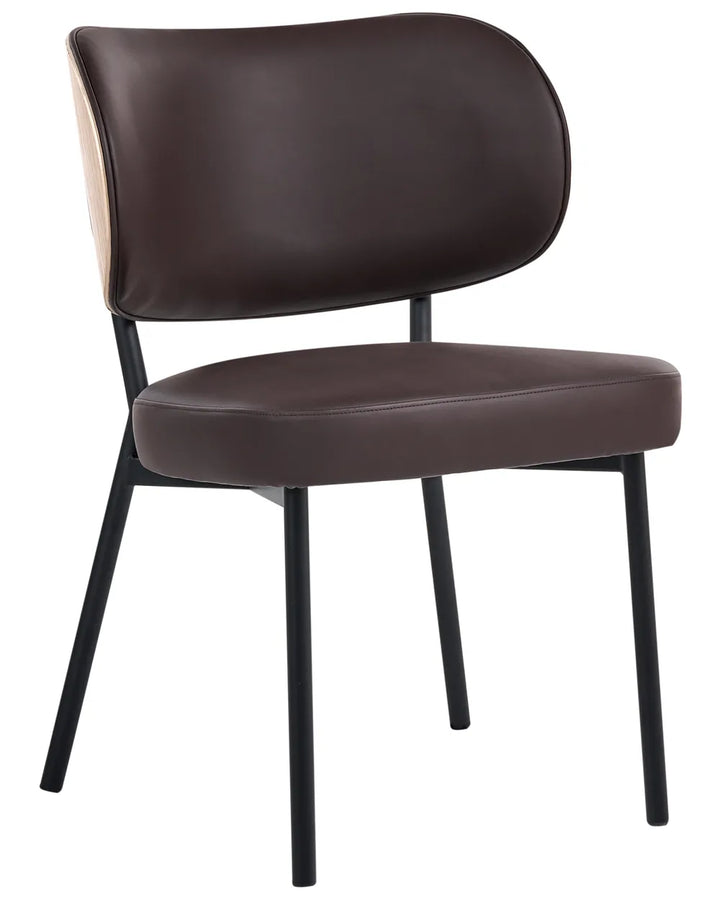 Set of 2 Dining Chairs Faux Leather Dark Brown Jesse