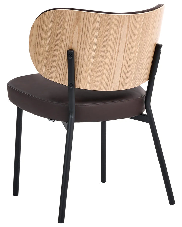 Set of 2 Dining Chairs Faux Leather Dark Brown Jesse
