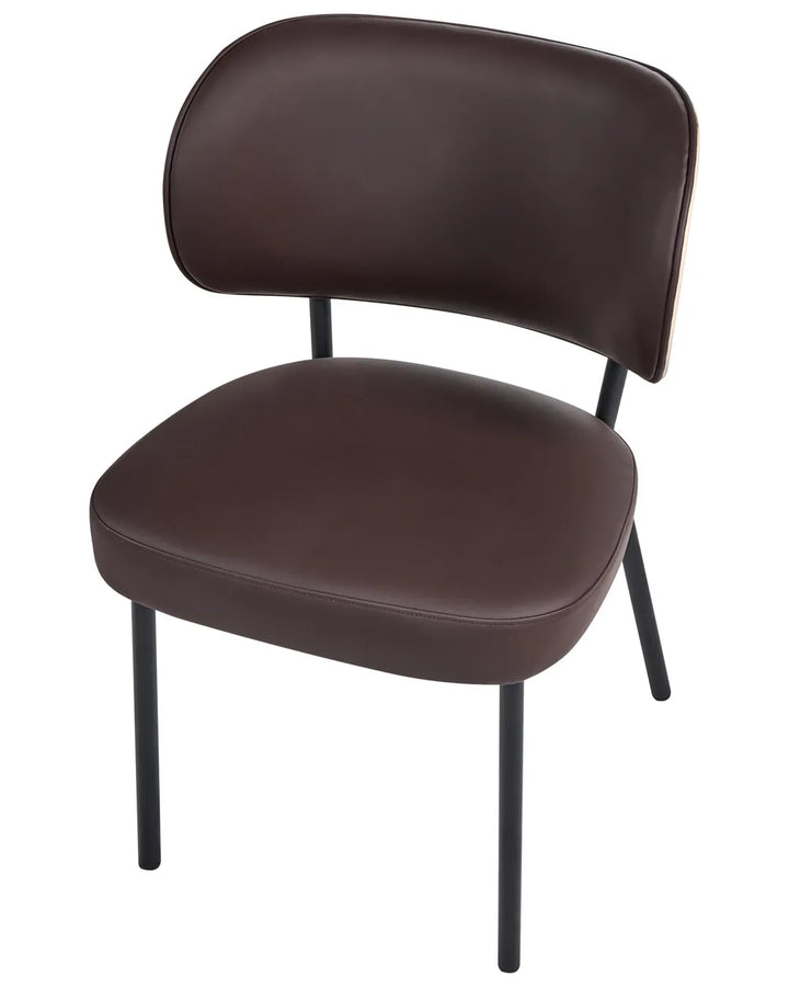 Set of 2 Dining Chairs Faux Leather Dark Brown Jesse
