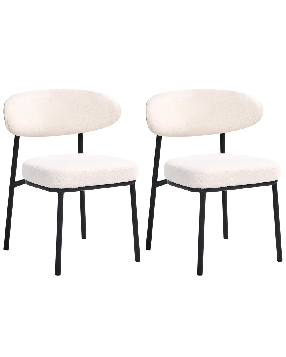 Set of 2 Dining Chairs Boucle Off-White Cole
