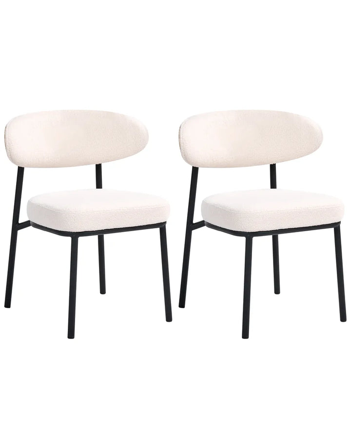 Set of 2 Dining Chairs Boucle Off-White Cole