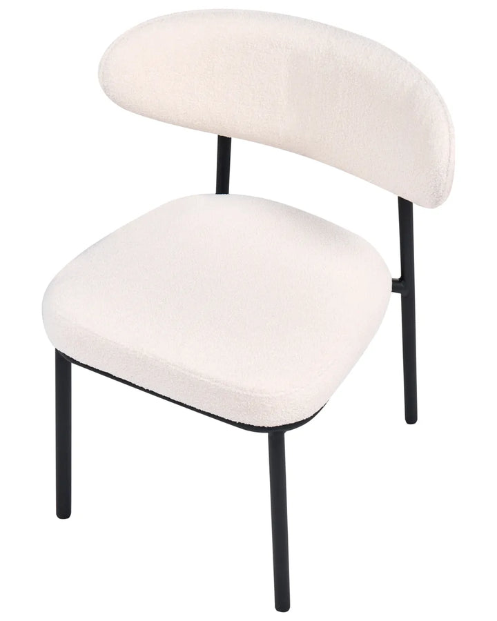 Set of 2 Dining Chairs Boucle Off-White Cole