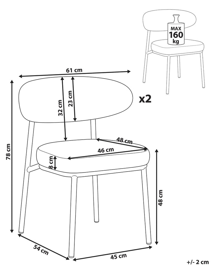 Set of 2 Dining Chairs Boucle Off-White Cole