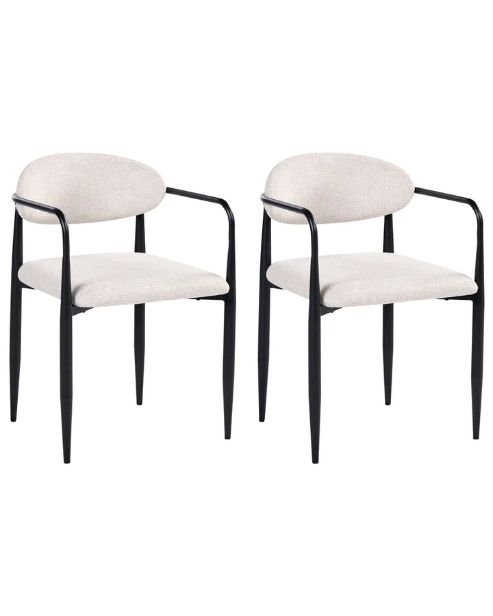 Set of 2 Dining Chairs Fabric Light Beige Naomi