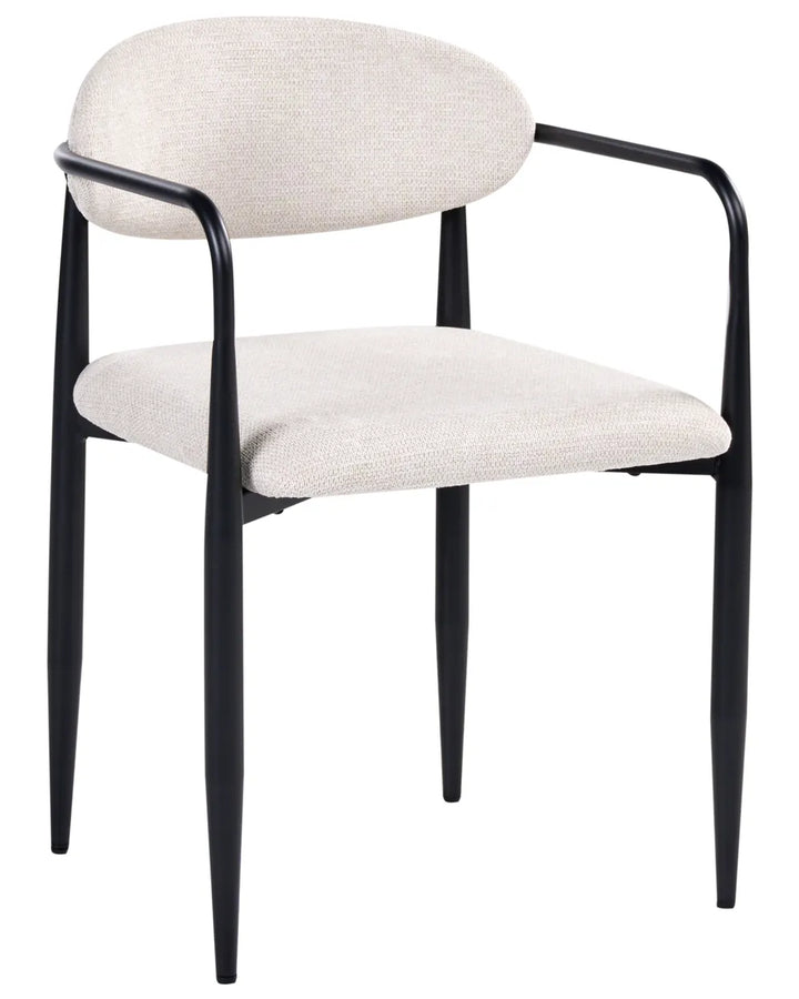 Set of 2 Dining Chairs Fabric Light Beige Naomi