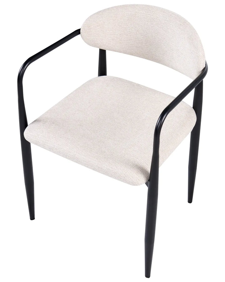 Set of 2 Dining Chairs Fabric Light Beige Naomi