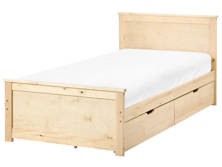 Bed with 2 Drawers Pine Wood 90 x 200 cm (EU Single) Light Brown Rory