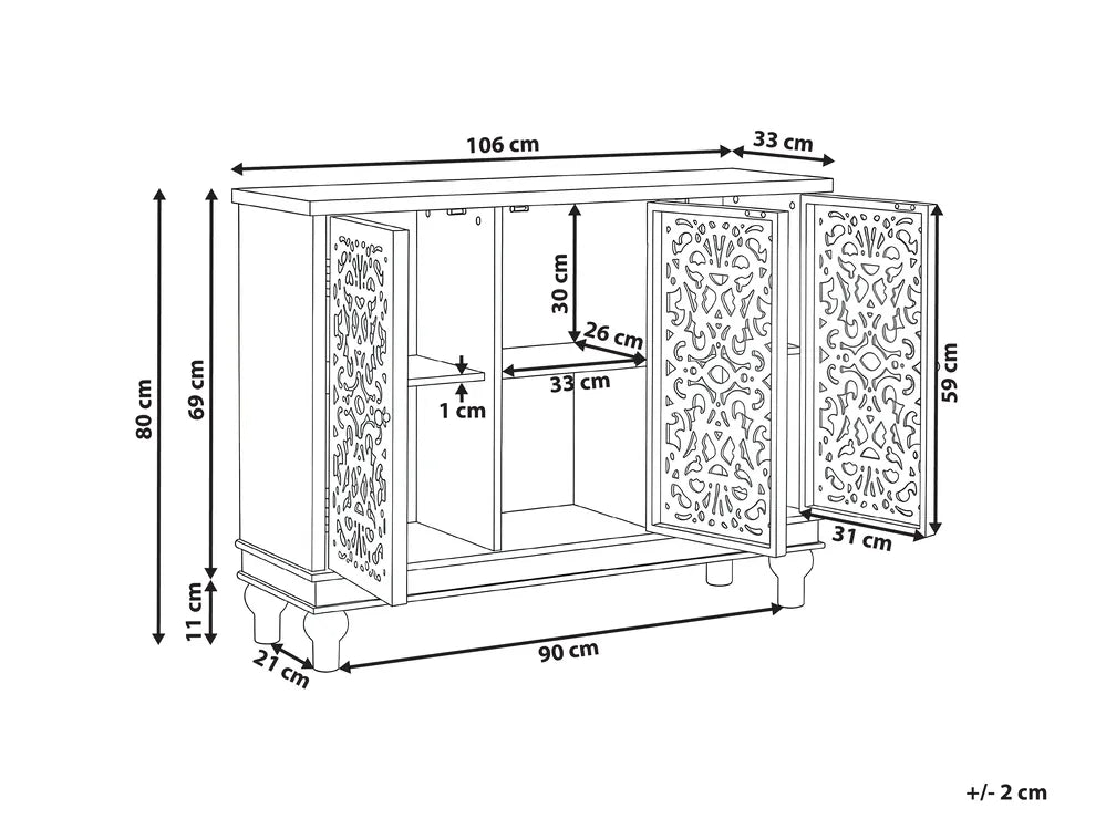 3 Door Sideboard White Denice