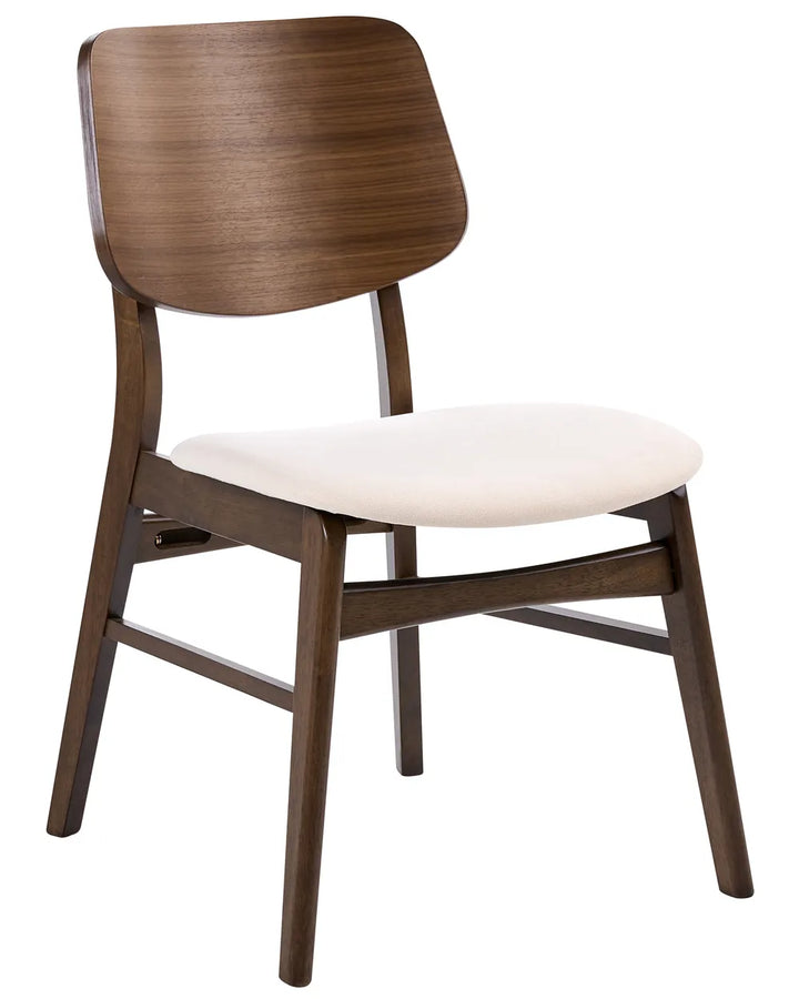 Set of 2 Dining Chairs Fabric Off-White/ Brown Wyl