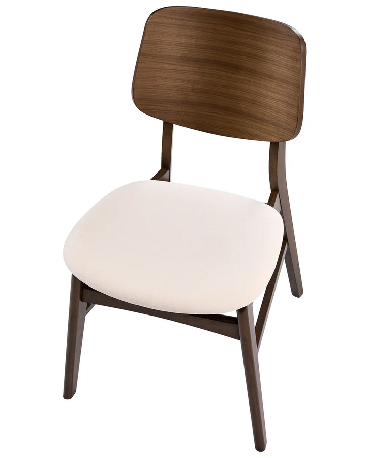 Set of 2 Dining Chairs Fabric Off-White/ Brown Wyl