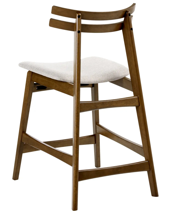 Set of 2 Bar Chairs Wood Brown/ Light Beige Terra