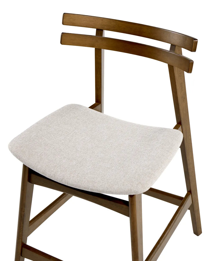 Set of 2 Bar Chairs Wood Brown/ Light Beige Terra