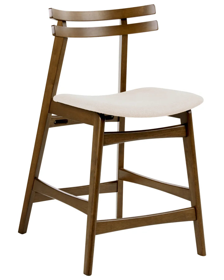 Set of 2 Bar Chairs Wood Brown/ Off-White Terra