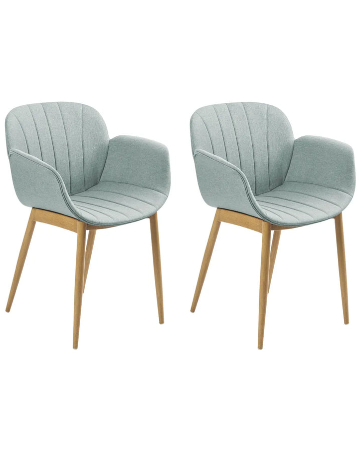 Set of 2 Dining Chairs Fabric Mint Green Klea