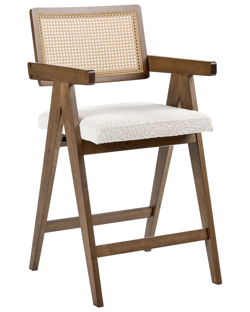 Set of 2 Bar Chairs Wood Brown/ Light Beige Bernie
