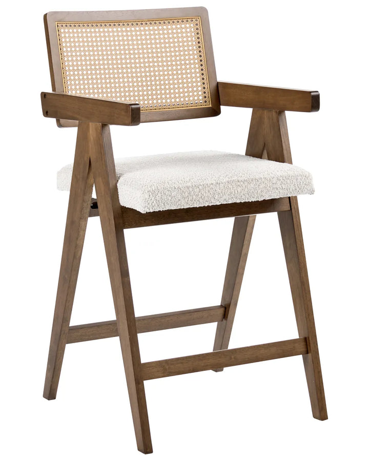 Set of 2 Bar Chairs Wood Brown/ Light Beige Bernie