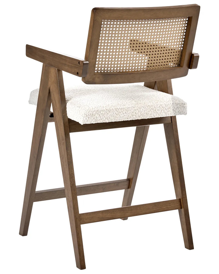 Set of 2 Bar Chairs Wood Brown/ Light Beige Bernie